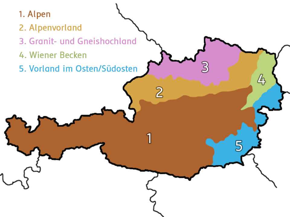 Geographische Lage der österreichischen Alpen