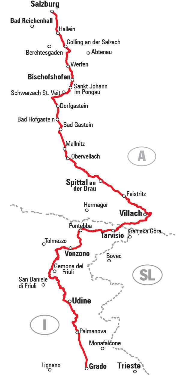 Fahrrad-Tour entlang der Adria auf dem Alpe-Adria-Radweg